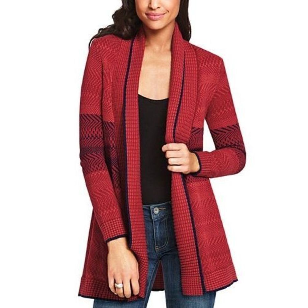 Cabi Red Joy Open Front Cardigan Sweater Red Small‎ - Picture 9 of 9